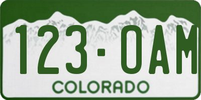 CO license plate 123OAM