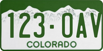 CO license plate 123OAV