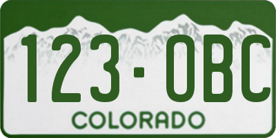 CO license plate 123OBC