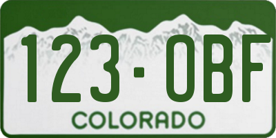 CO license plate 123OBF