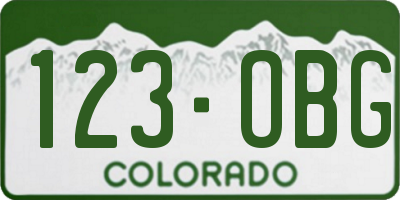 CO license plate 123OBG