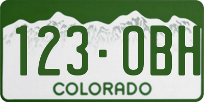 CO license plate 123OBH