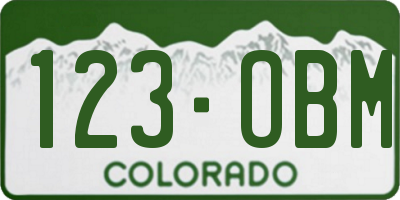 CO license plate 123OBM