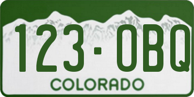 CO license plate 123OBQ