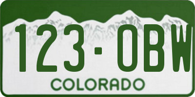 CO license plate 123OBW