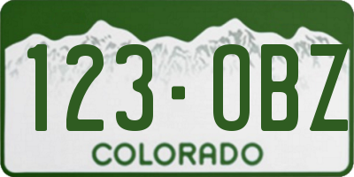 CO license plate 123OBZ