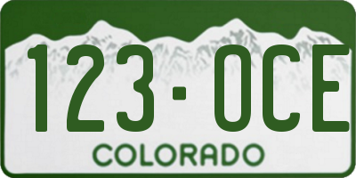 CO license plate 123OCE