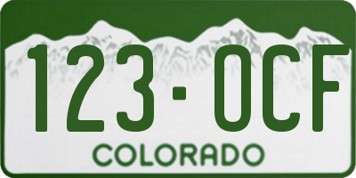 CO license plate 123OCF