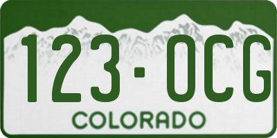 CO license plate 123OCG