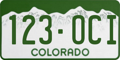 CO license plate 123OCI