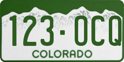 CO license plate 123OCQ