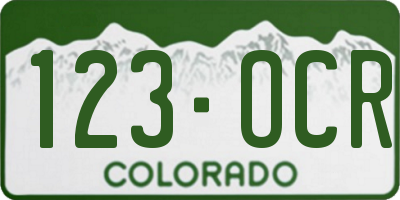CO license plate 123OCR