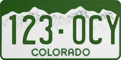 CO license plate 123OCY