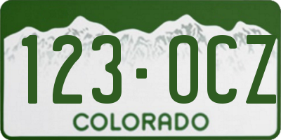 CO license plate 123OCZ
