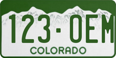 CO license plate 123OEM