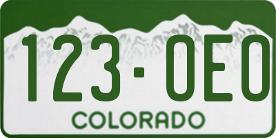 CO license plate 123OEO