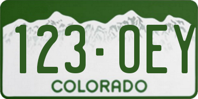 CO license plate 123OEY