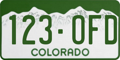 CO license plate 123OFD