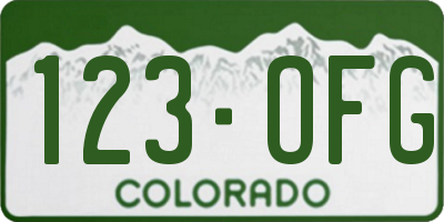 CO license plate 123OFG