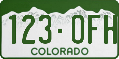 CO license plate 123OFH