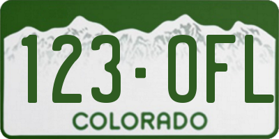 CO license plate 123OFL