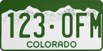 CO license plate 123OFM