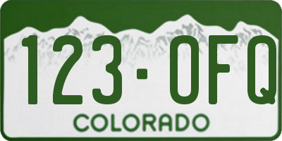 CO license plate 123OFQ
