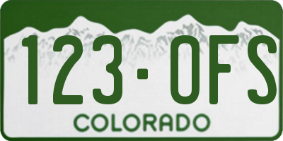 CO license plate 123OFS