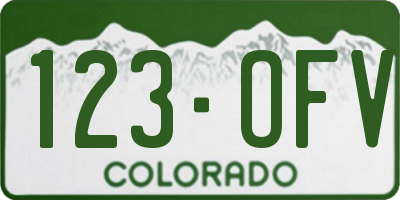 CO license plate 123OFV
