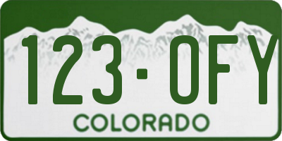 CO license plate 123OFY