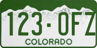 CO license plate 123OFZ