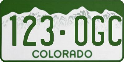 CO license plate 123OGC