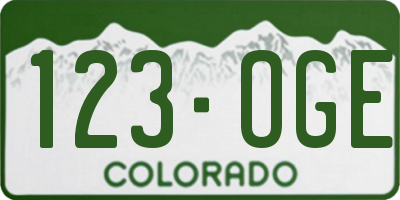 CO license plate 123OGE