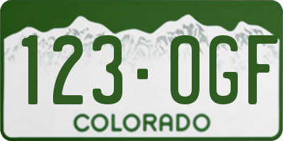 CO license plate 123OGF