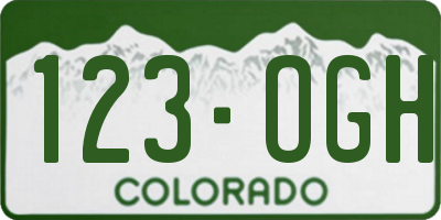 CO license plate 123OGH