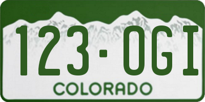 CO license plate 123OGI