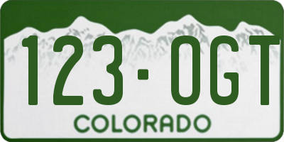 CO license plate 123OGT