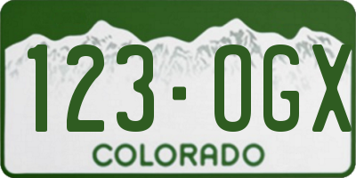 CO license plate 123OGX