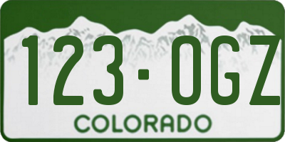 CO license plate 123OGZ