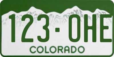 CO license plate 123OHE