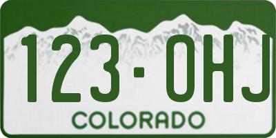 CO license plate 123OHJ