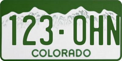 CO license plate 123OHN