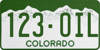 CO license plate 123OIL