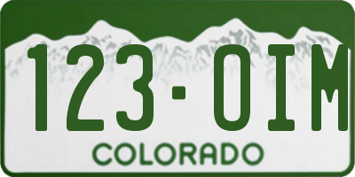 CO license plate 123OIM