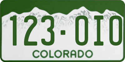 CO license plate 123OIO