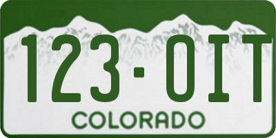 CO license plate 123OIT