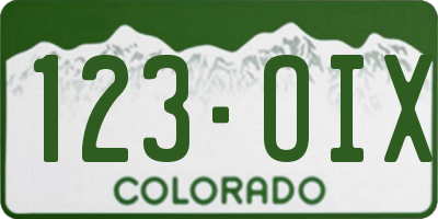 CO license plate 123OIX