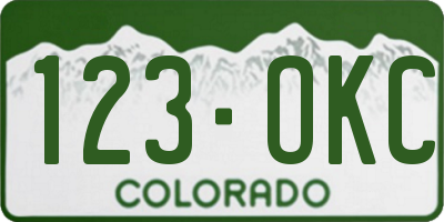 CO license plate 123OKC