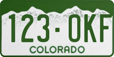 CO license plate 123OKF