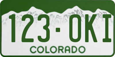 CO license plate 123OKI